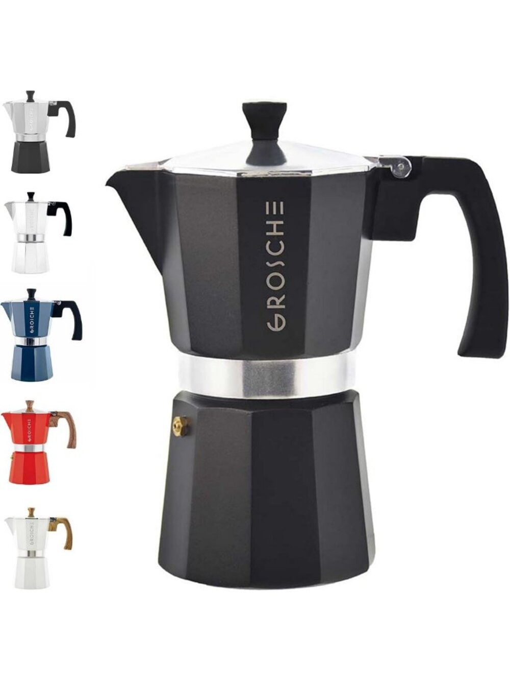 Stovetop Espresso Maker Moka Pot - 6 Cup, 9.3oz Black Coffee Brewer